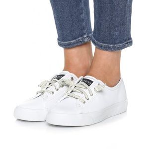 sperry women's white leather sneakers